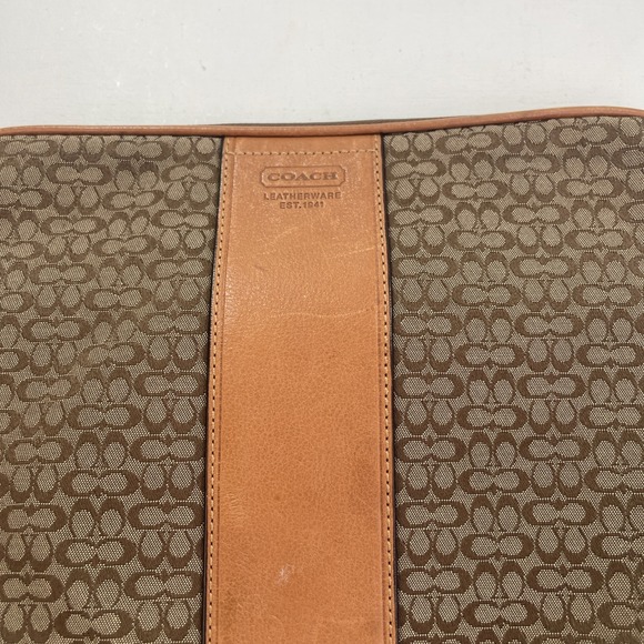 Authentic COACH Signature  Pouch Clutch Canvas/Leather Beige/Brown Large Unisex